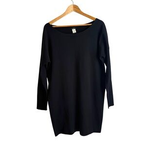 J. Crew Merino Wool Black Long Sleeve Classic, Preppy Relaxed Fit Sweater Dress